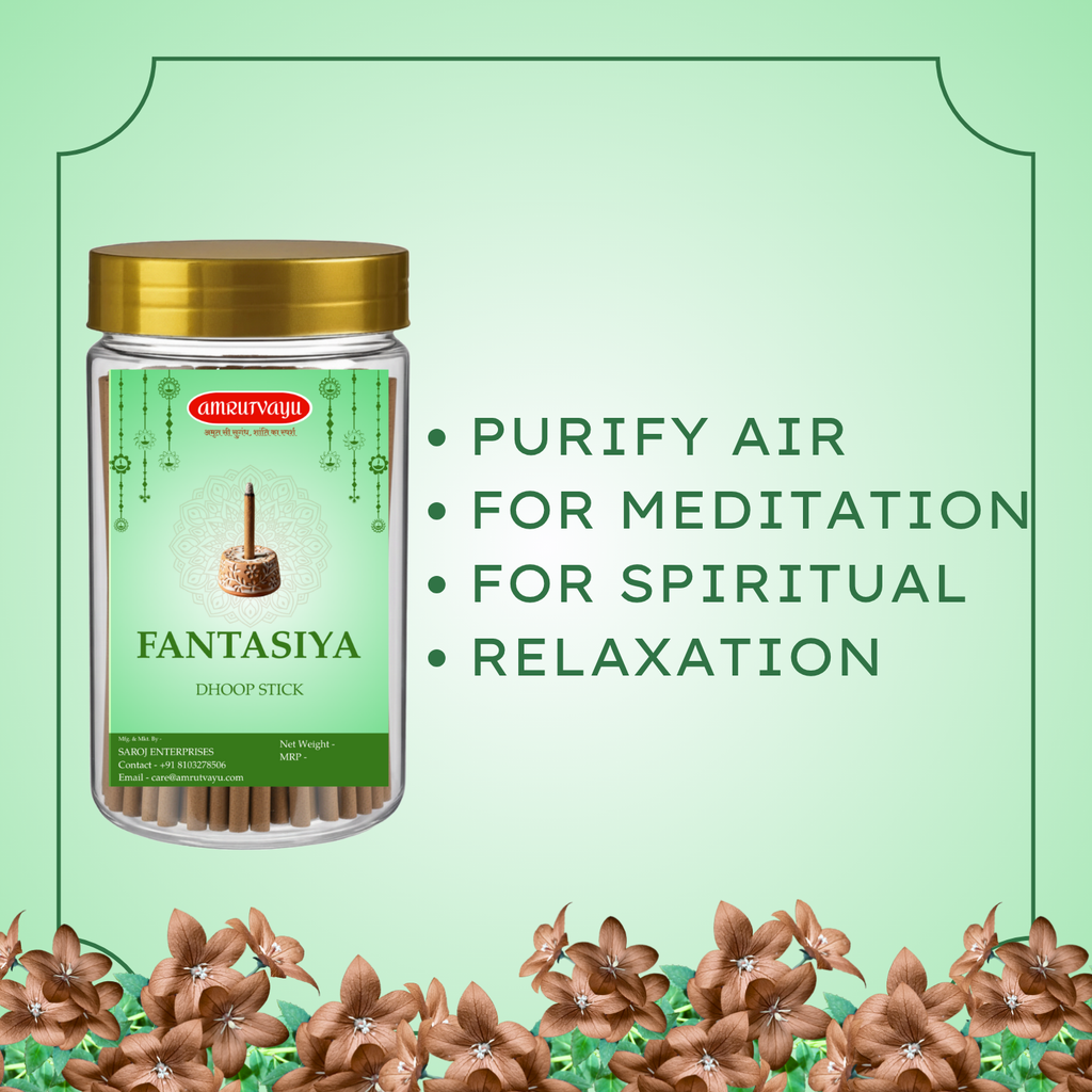 Fantasiya Dhoop Sticks 100gm 4 inch 6mm Bamboo Less Incense Dhoop Sticks for Pooja