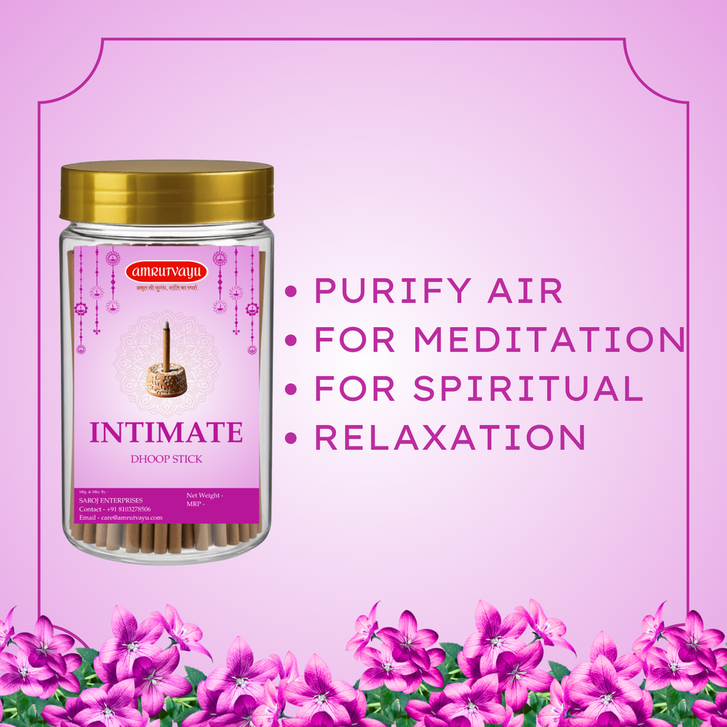 Intimate Dhoop Sticks 100gm 4 inch 6mm Bamboo Less Incense Dhoop Sticks for Pooja