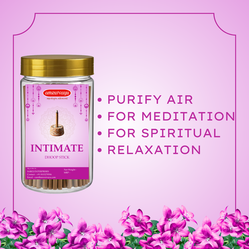 Intimate Dhoop Sticks 100gm 4 inch 6mm Bamboo Less Incense Dhoop Sticks for Pooja