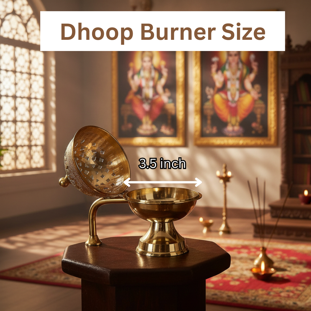Amrutvayu Pure Brass Dhoop Dani with Handle (Big Size)