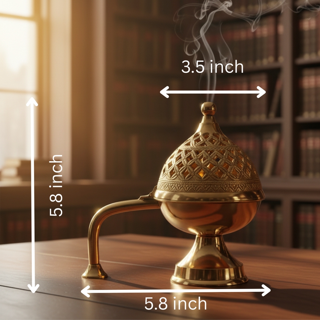 Amrutvayu Pure Brass Dhoop Dani with Handle (Big Size)