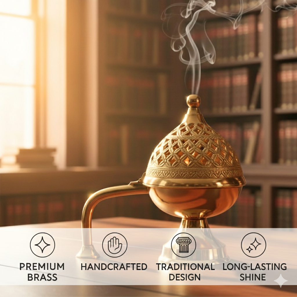 Amrutvayu Pure Brass Dhoop Dani with Handle (Big Size)