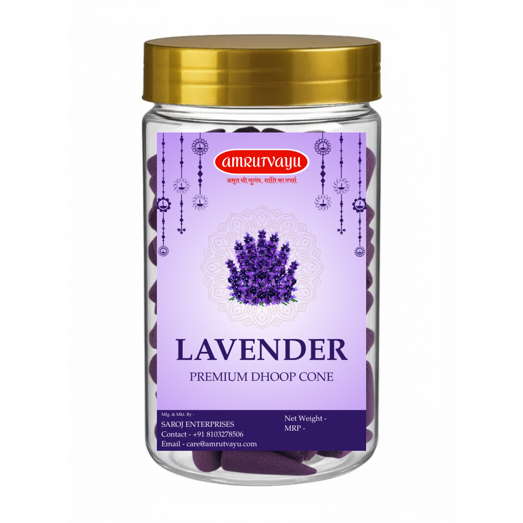 Premium Lavender Dhoop Cones for Pooja | 100% Charcoal-Free & Bamboo-Less | The Sacred Scent of Prosperity
