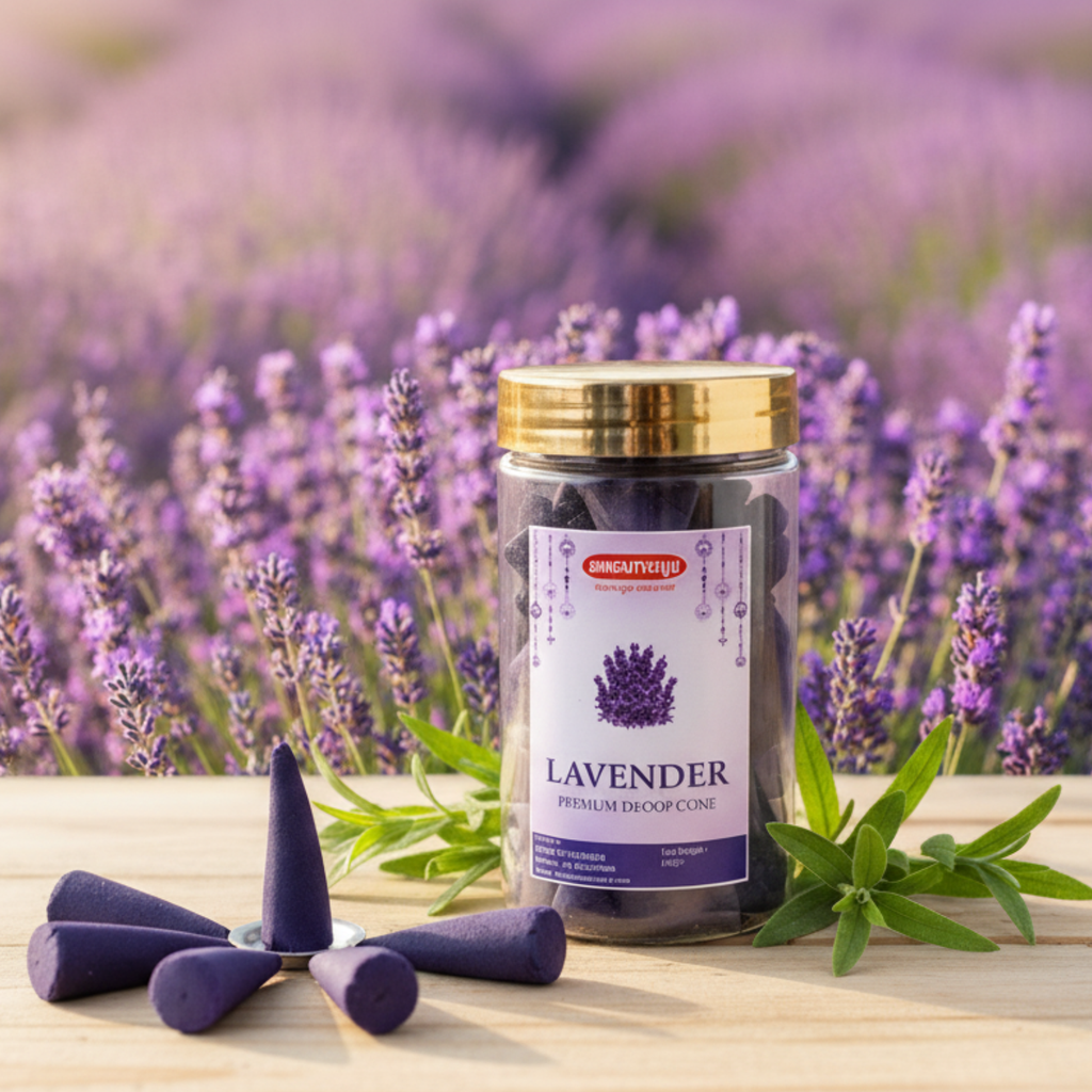 Premium Lavender Dhoop Cones for Pooja | 100% Charcoal-Free & Bamboo-Less | The Sacred Scent of Prosperity