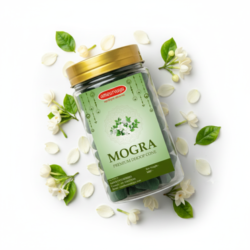 Premium Mogra Dhoop Cones for Pooja | 100% Charcoal-Free & Bamboo-Less |
